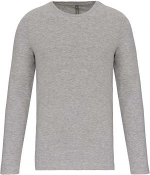 MEN'S LONG-SLEEVED CREW NECK T-SHIRT Light Grey Heather M