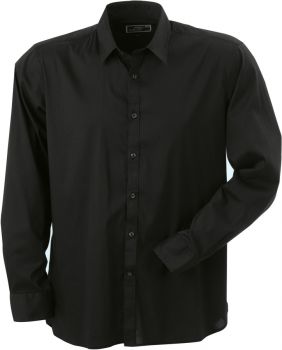 James & Nicholson | Elastická košile "Slim Fit" s dlouhým rukávem black XL
