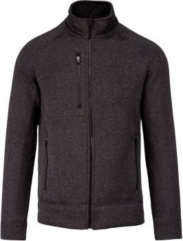 Kariban | Pánská melanžová pletená fleecová bunda dark grey melange 3XL