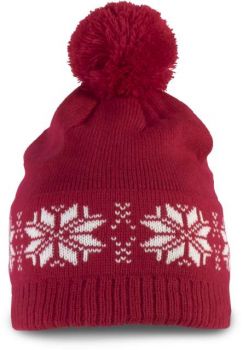 FAIR ISLE KNIT BEANIE Cherry Red U