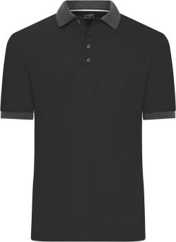 James & Nicholson | Pánské kontrastní piqué polo black/anthracite melange M