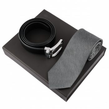 Set Leone Black (belt & silk tie)