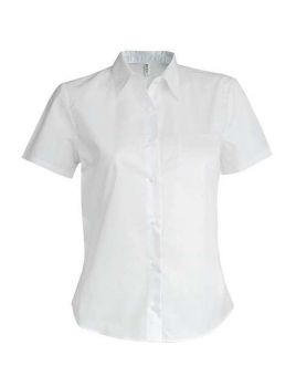 LADIES' SHORT-SLEEVED COTTON/ELASTANE SHIRT White L