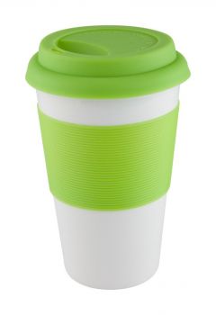 Soft Touch hrnček so silikónom lime green , white
