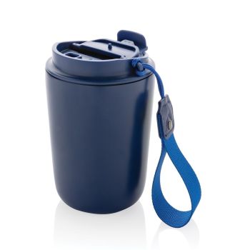 Termohrnček Cuppa z RCS recykl. nerezovej ocele s lanyardom modrá