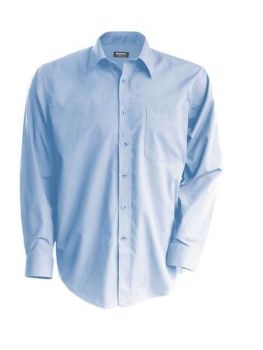 MEN'S LONG-SLEEVED COTTON POPLIN SHIRT Bright Sky L