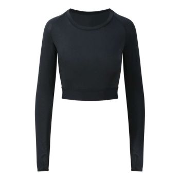 WOMEN'S LONG SLEEVE CROP T Jet Black XL