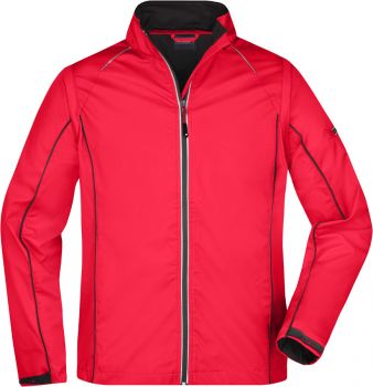 James & Nicholson | Pánská 3-vrstvá softshell bunda, odepínací rukávy red/black XL