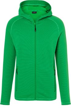 James & Nicholson | Pánská elastická fleecová bunda s kapucí fern green/carbon XXL