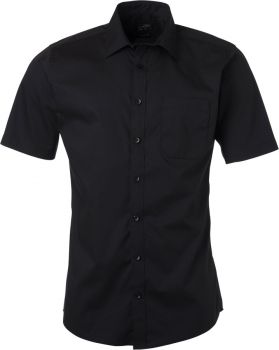 James & Nicholson | Popelínová košile s krátkým rukávem black L