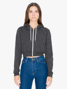 WOMEN'S FLEX FLEECE CROPPED ZIP HOODED SWEATSHIRT Dark Heather Grey M