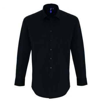 MEN'S STRETCH-FIT COTTON POPLIN LONG SLEEVE SHIRT Black L