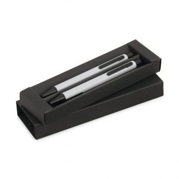 HUDSON. Guľôčkové pero a mechanická ceruzka z hliníka Saténovo strieborná
