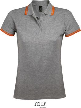 SOL'S | Dámské piqué polo melange grey/orange M