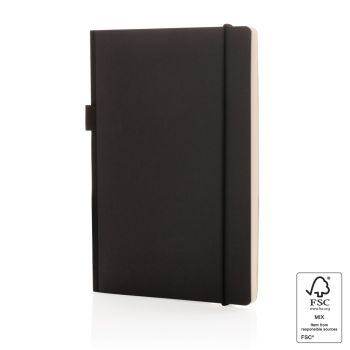 FSC® zápisník A5 s tvrdou väzbou a vreckom čierna