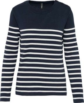 LADIES' SAILOR JUMPER Striped Navy/Off White M
