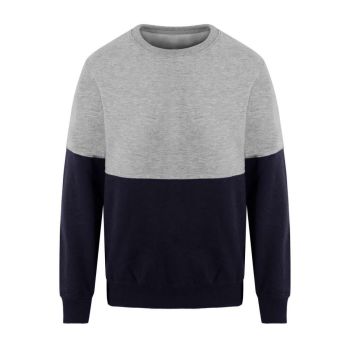 COLOUR BLOCK SWEAT Heather Grey/New French Navy XS