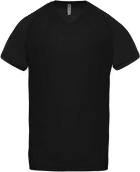 MEN’S V-NECK SHORT SLEEVE SPORTS T-SHIRT Black M