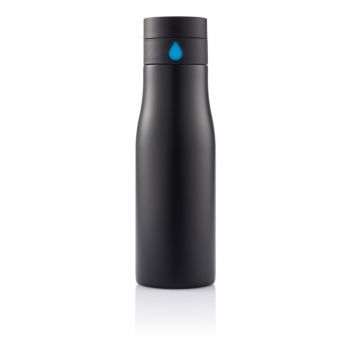 Nerezová fľaša Aqua sledujúci pitný režim čierna, modrá