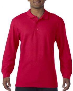 PREMIUM COTTON® ADULT LONG SLEEVE DOUBLE PIQUÉ POLO Red L