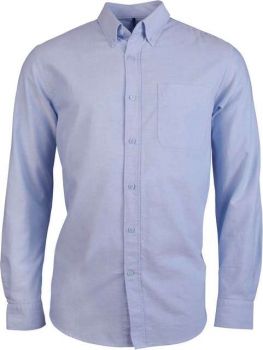 LONG-SLEEVED WASHED OXFORD COTTON SHIRT Oxford Blue L