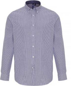 Premier | Oxford košile "Stripes" s dlouhým rukávem white/navy XL
