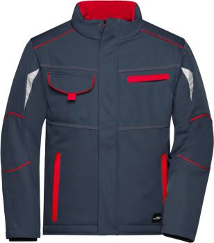 James & Nicholson | Pracovní zimní softshellová bunda - Color carbon/red XL