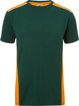 James & Nicholson | Pánské pracovní tričko - Color dark green/orange L