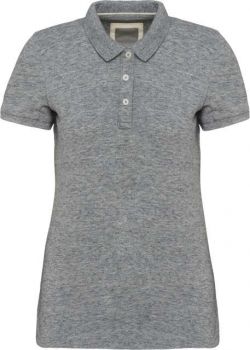 LADIES' VINTAGE SHORT SLEEVE POLO SHIRT Slub Grey Heather M