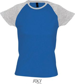 SOL'S | Dámské 2-barevné raglánové tričko grey melange/royal blue XL