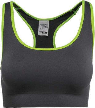 SEAMLESS SPORTS BRA Storm Grey/Fluorescent Yellow XS/S