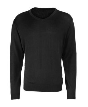 MEN'S KNITTED V-NECK SWEATER Black XS