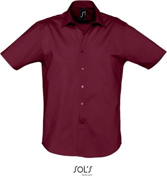 SOL'S | Elastická košile s krátkým rukávem medium burgundy L