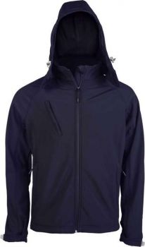 MEN'S DETACHABLE HOODED SOFTSHELL JACKET Navy L