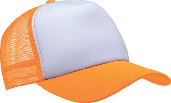 TRUCKER MESH CAP - 5 PANELS White/Fluorescent Orange U