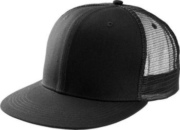 TRUCKER FLAT PEAK CAP - 6 PANELS Black U