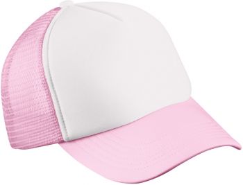 Myrtle Beach | Dětská 5 panelová polyester. síťovaná kšiltovka white/baby pink onesize