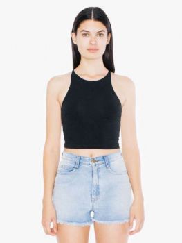 WOMEN'S COTTON SPANDEX CROP TANK Black S