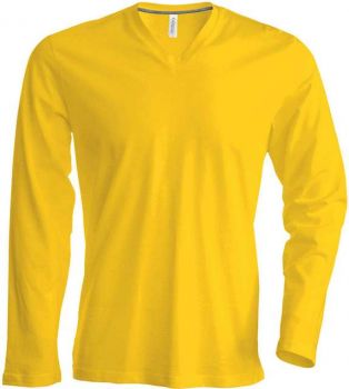 MEN'S LONG-SLEEVED V-NECK T-SHIRT Yellow L