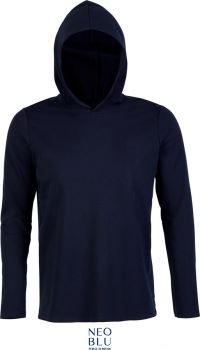 NEOBLU | Pánské tričko s kapucí, dlouhý rukáv night blue XXL
