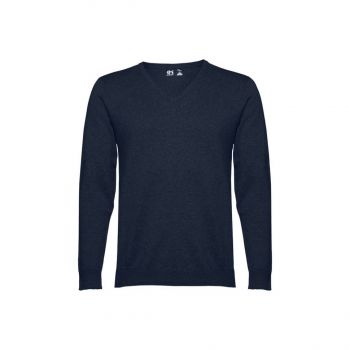 THC MILAN. Pánsky sveter s výstrihom do V Námornícka modrá L
