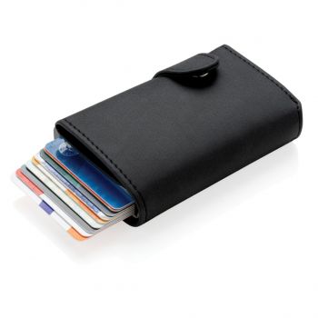 Hliníkové RFID puzdro na karty s PU peňaženkou čierna