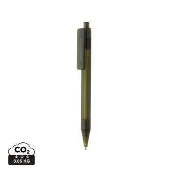 Priehľadné pero X8 z GRS RPET zelená