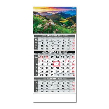 Plánovací kalendár ŠTANDARD 3M sivý 2024  Obrázok B