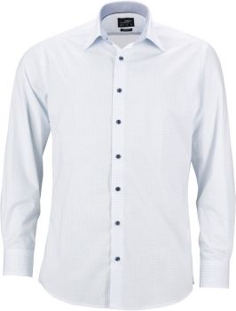 James & Nicholson | Popelínová puntíkovaná košile white/light blue XXL