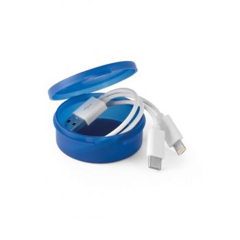 EMMY. USB kábel s konektorom 3 v 1 Kráľovská modrá
