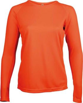 LADIES' LONG-SLEEVED SPORTS T-SHIRT Fluorescent Orange S