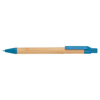 Guľôčkové pero zo pšeničnej slamy a bambusu modrá