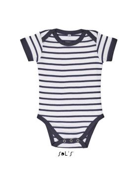 SOL'S MILES BABY - STRIPED BODYSUIT White/Navy 6/12M