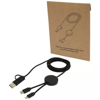 Datový synchronizační a rychlonabíjecí 27W kabel 5 v 1 z recyklovaného plastu o délce 150 cm Citala Černá